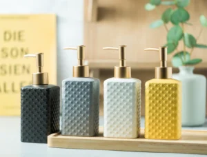 Seville Diamond Relief Ceramic Liquid Soap Dispenser