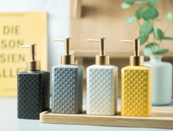 Seville Diamond Relief Ceramic Liquid Soap Dispenser