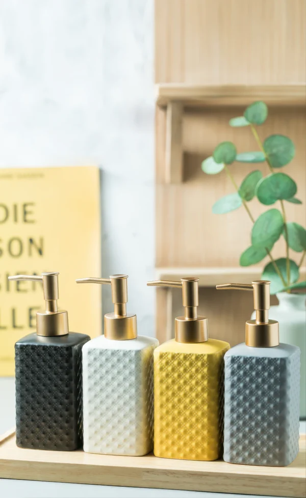 Seville Diamond Relief Ceramic Liquid Soap Dispenser