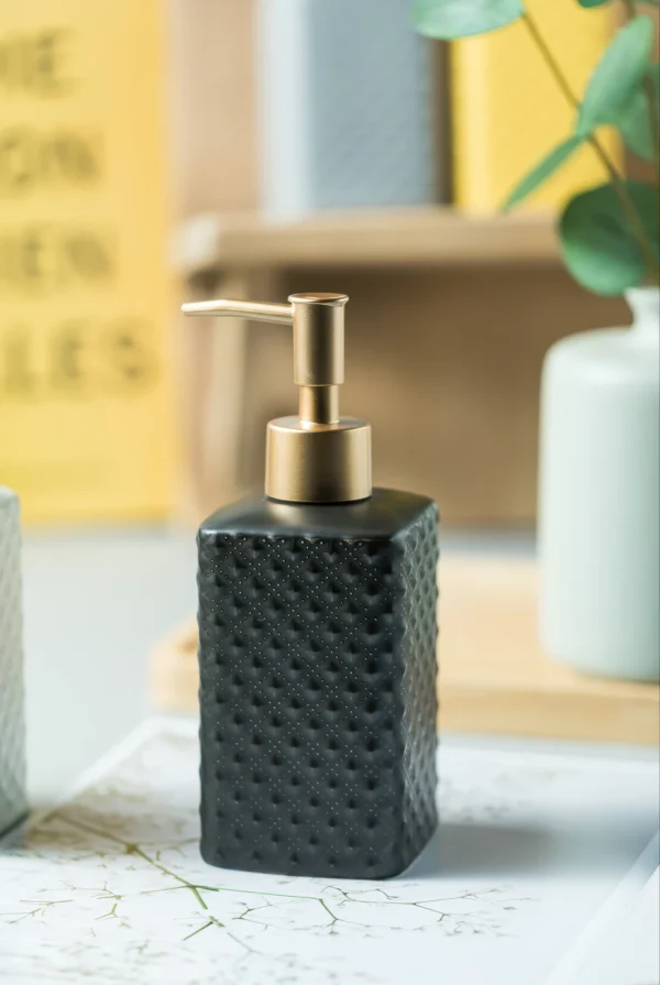 Seville Diamond Relief Ceramic Liquid Soap Dispenser