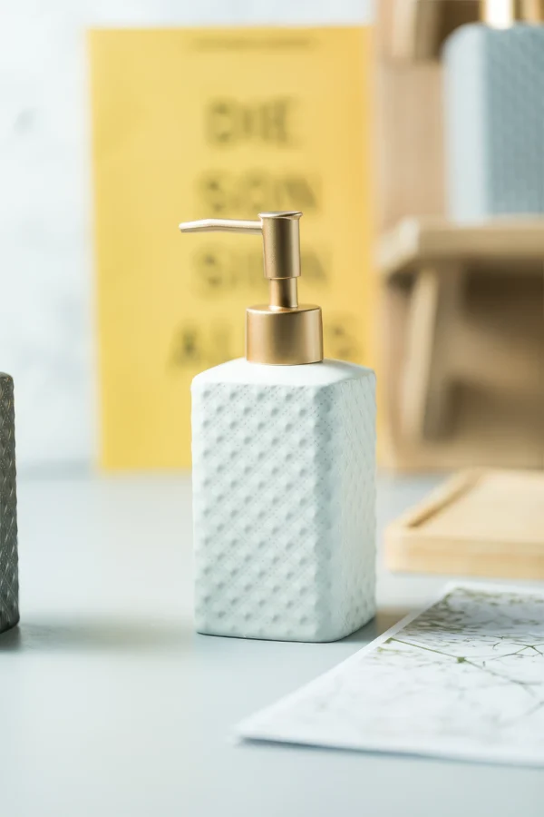Seville Diamond Relief Ceramic Liquid Soap Dispenser