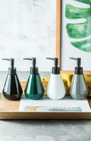 Siena Geometric Glossy Ceramic Liquid Soap Dispenser