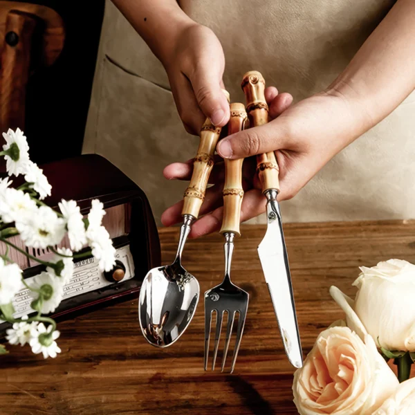 Nikko Sculpted Bamboo Cutlery Set