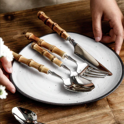 Nikko Sculpted Bamboo Cutlery Set